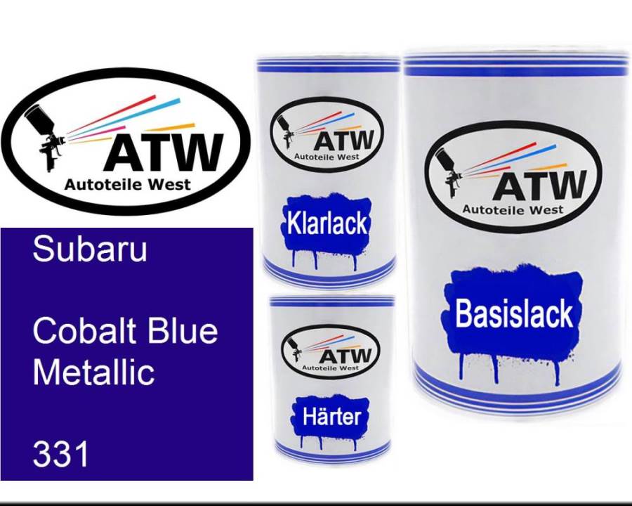 Subaru, Cobalt Blue Metallic, 331: 500ml Lackdose + 500ml Klarlack + 250ml Härter - Set, von ATW Autoteile West.